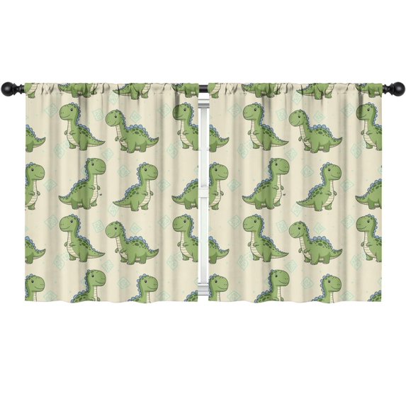 Blackout Kids Curtains,Mint Dinosaurs with Cacti Cute Childrens Insulated Curtains Set Of 2,Bedroom Essentials,Toddler Room Decor 52"x63"