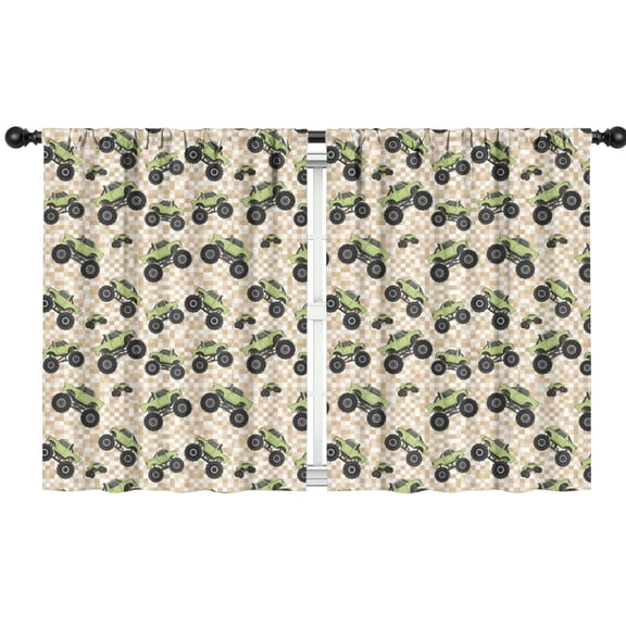 Blackout Kids Curtains,Monster Cartoon Truck Beige Pattern Children's Insulated Curtains Set Of 2,Bedroom Essentials,Toddler Room Decor 42"x54"