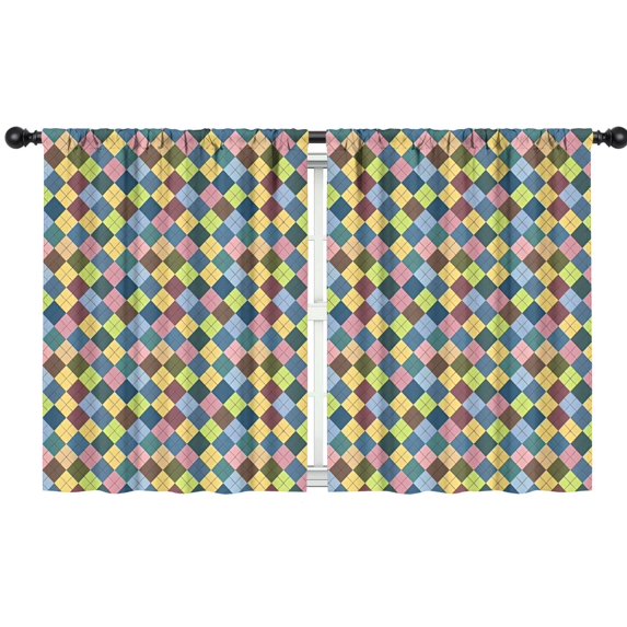 Blackout Kids Curtains,Multi Color Diamond Checkerboard Checkered Pattern Childrens Insulated Curtains Set Of 2,Bedroom Essentials,Toddler Room Decor 42"x54"