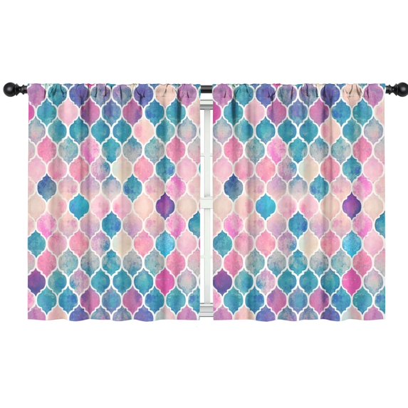 Blackout Kids Curtains,Multi Color Moroccan Checkered Pattern Childrens Insulated Curtains Set Of 2,Bedroom Essentials,Toddler Room Decor 42"x54"