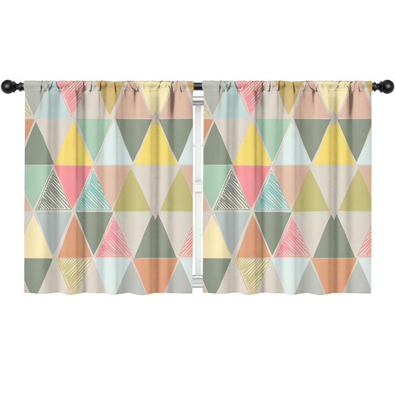 Blackout Kids Curtains,Multi Color Triangle Checkered Pattern Childrens Insulated Curtains Set Of 2,Bedroom Essentials,Toddler Room Decor 52"x63"