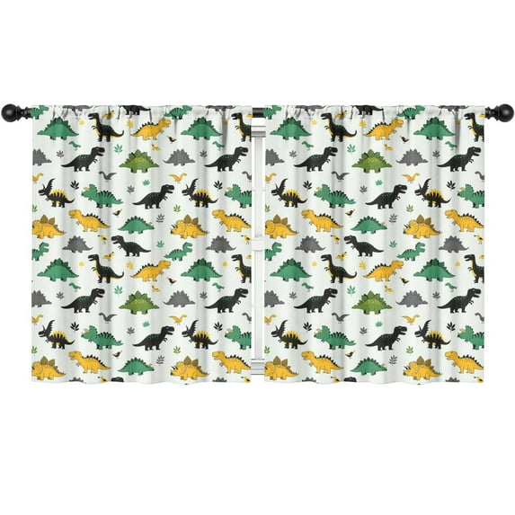 Blackout Kids Curtains,Multi Colored Dinosaur Assortment Pattern Childrens Insulated Curtains Set Of 2,Bedroom Essentials,Toddler Room Decor 52"x63"