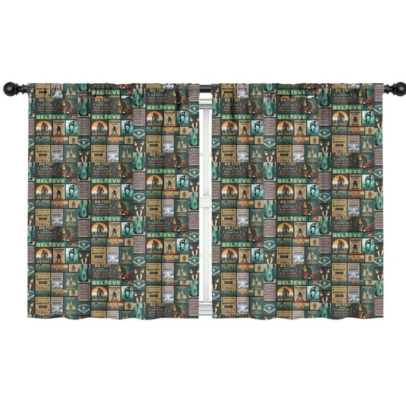 Blackout Kids Curtains,Multicolor Bigfoot and Text Pattern Childrens Insulated Curtains Set Of 2,Bedroom Essentials,Toddler Room Decor 42x54in(106x137cm)