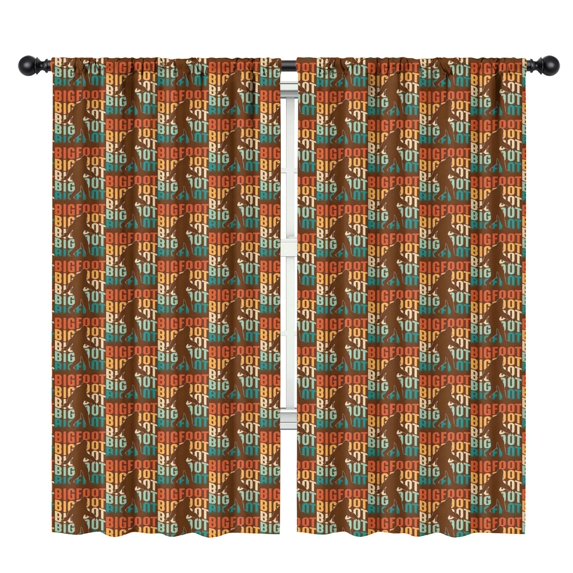 Blackout Kids Curtains,Multicolor Bigfoot and Text Pattern Childrens Insulated Curtains Set Of 2,Bedroom Essentials,Toddler Room Decor 42x84in(106x213cm)