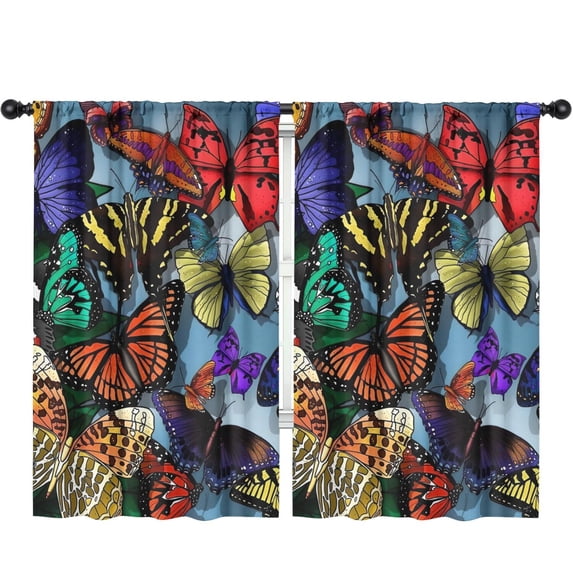 Blackout Kids Curtains,Multicolor Butterfly Group Pattern Childrens Insulated Curtains Set Of 2,Bedroom Essentials,Toddler Room Decor 52"x84"