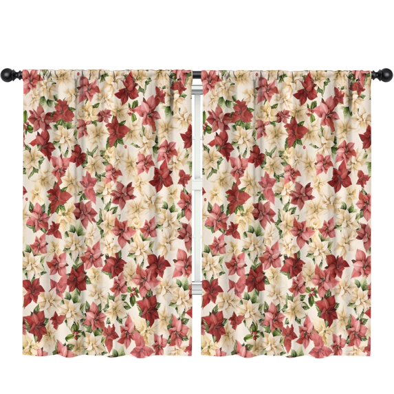 Blackout Kids Curtains,Multicolor Christmas Floral Pattern Childrens Insulated Curtains Set Of 2,Bedroom Essentials,Toddler Room Decor 52"x84"