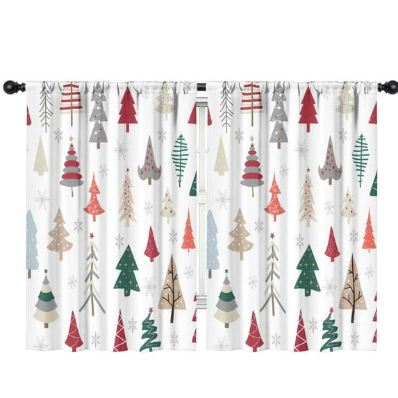 Blackout Kids Curtains,Multicolor Christmas Tree Pattern Childrens Insulated Curtains Set Of 2,Bedroom Essentials,Toddler Room Decor 42"x63"