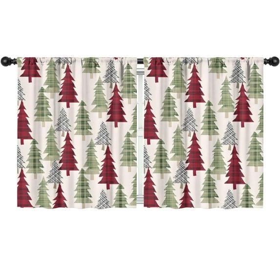 Blackout Kids Curtains,Multicolor Christmas Tree Pattern Childrens Insulated Curtains Set Of 2,Bedroom Essentials,Toddler Room Decor 52"x63"