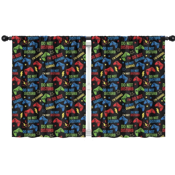 Blackout Kids Curtains,Multicolor Controllers Games Icons Black Pattern Childrens Insulated Curtains Set Of 2,Bedroom Essentials,Toddler Room Decor 42"x54"