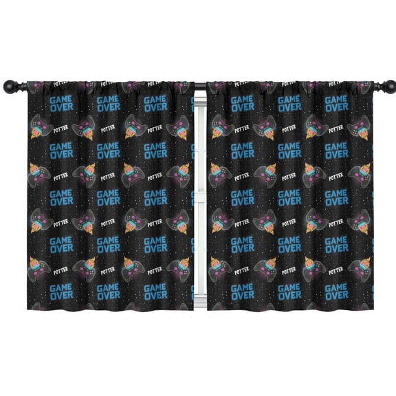 Blackout Kids Curtains,Multicolor Controllers Games Icons Black Pattern Childrens Insulated Curtains Set Of 2,Bedroom Essentials,Toddler Room Decor 42"x54"