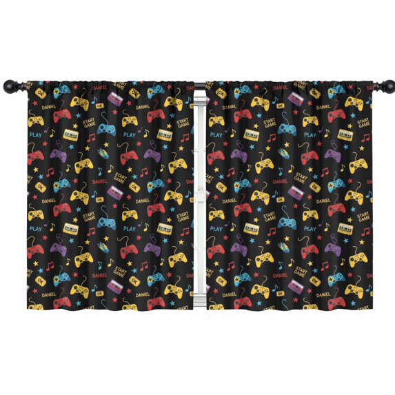 Blackout Kids Curtains,Multicolor Controllers Games Icons Black Pattern Childrens Insulated Curtains Set Of 2,Bedroom Essentials,Toddler Room Decor 42"x54"