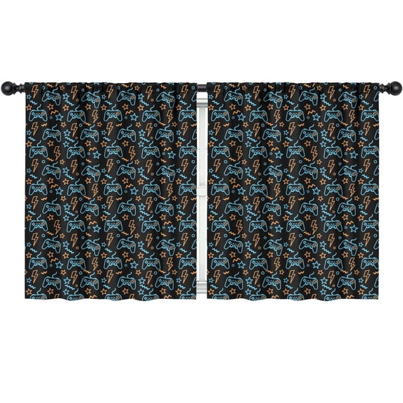 Blackout Kids Curtains,Multicolor Controllers Games Icons Black Pattern Childrens Insulated Curtains Set Of 2,Bedroom Essentials,Toddler Room Decor 52"x63"
