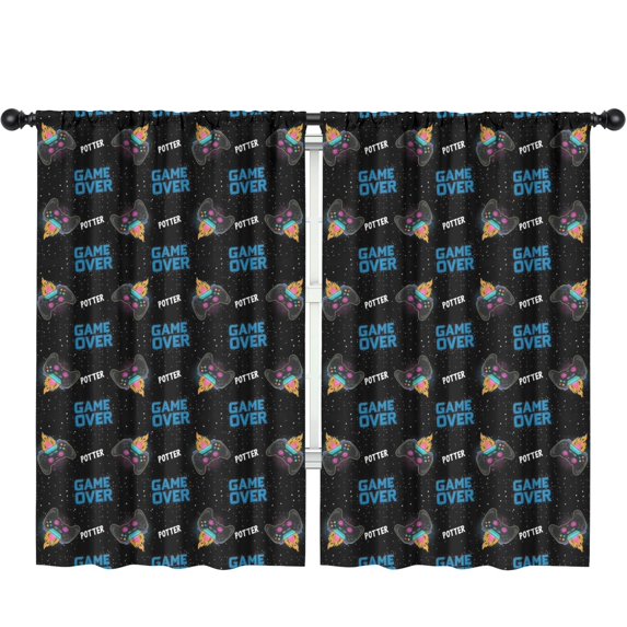Blackout Kids Curtains,Multicolor Controllers Games Icons Black Pattern Childrens Insulated Curtains Set Of 2,Bedroom Essentials,Toddler Room Decor 52"x84"