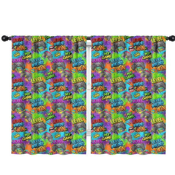 Blackout Kids Curtains,Multicolor Controllers Games Icons Colorful Pattern Childrens Insulated Curtains Set Of 2,Bedroom Essentials,Toddler Room Decor 42"x63"
