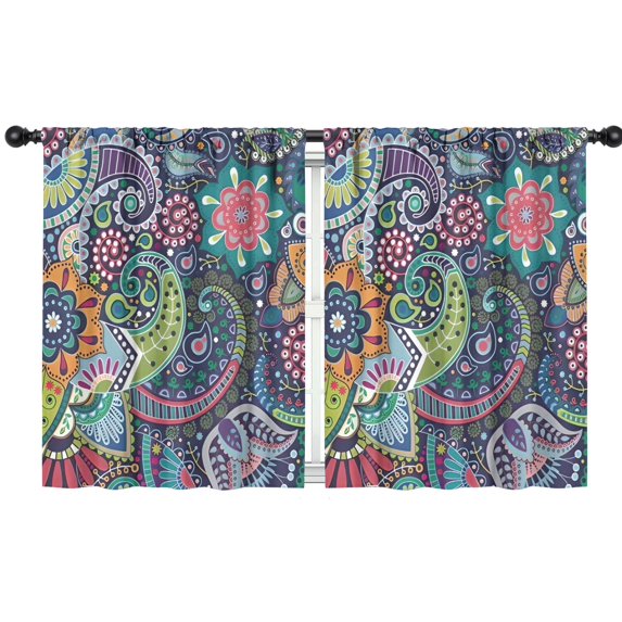 Blackout Kids Curtains,Multicolor Ethnic Paisley and Floral Pattern Childrens Insulated Curtains Set Of 2,Bedroom Essentials,Toddler Room Decor 42x54in(106x137cm)