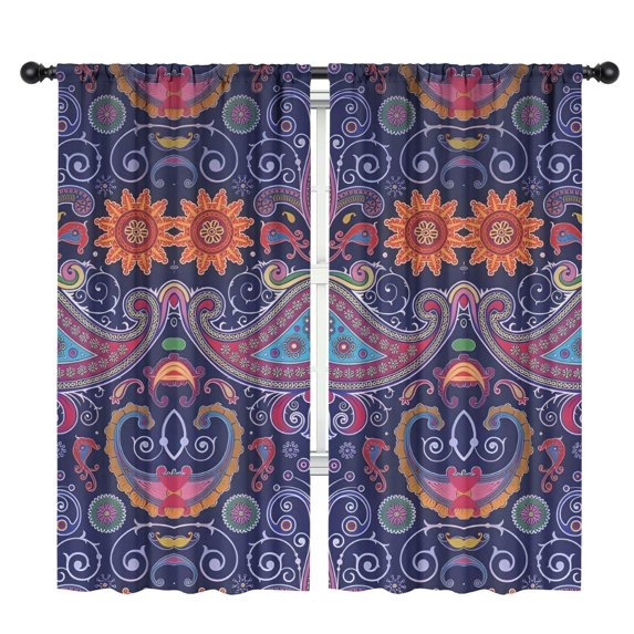 Blackout Kids Curtains,Multicolor Ethnic Paisley Pattern Childrens Insulated Curtains Set Of 2,Bedroom Essentials,Toddler Room Decor 42x84in(106x213cm)