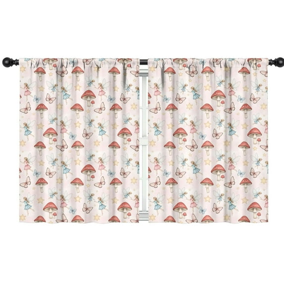 Blackout Kids Curtains,Mushroom Fairy Princess Pattern Childrens Insulated Curtains Set Of 2,Bedroom Essentials,Toddler Room Decor 42"x54"