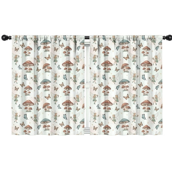 Blackout Kids Curtains,Mushroom Fairy Princess Pattern Childrens Insulated Curtains Set Of 2,Bedroom Essentials,Toddler Room Decor 42"x54"
