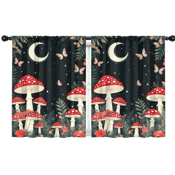 Blackout Kids Curtains,Mushroom and Butterfly Childrens Insulated Curtains Set Of 2,Bedroom Essentials,Toddler Room Decor 42x54in(106x137cm)