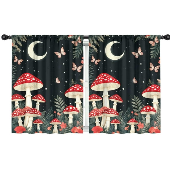 Blackout Kids Curtains,Mushroom and Butterfly Childrens Insulated Curtains Set Of 2,Bedroom Essentials,Toddler Room Decor 42x54in(106x137cm)