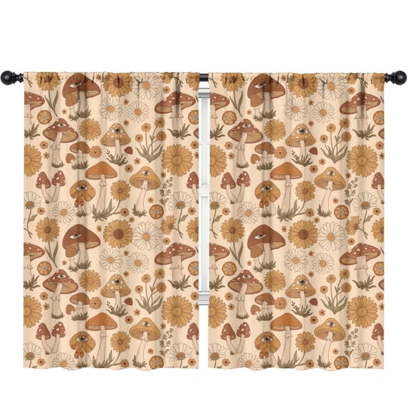 Blackout Kids Curtains,Mushroom and Eye Cream Pattern Children's Insulated Curtains Set Of 2,Bedroom Essentials,Toddler Room Decor 52"x84"