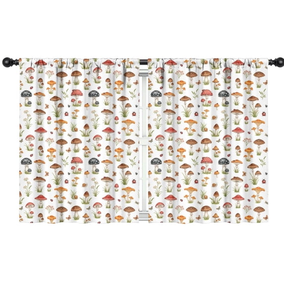 Blackout Kids Curtains,Mushroom and Flower White Pattern Children's Insulated Curtains Set Of 2,Bedroom Essentials,Toddler Room Decor 42"x54"