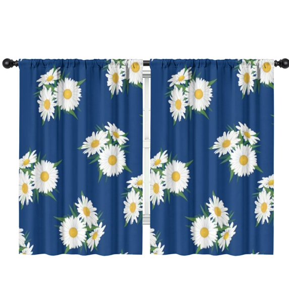 Blackout Kids Curtains,Navy Daisy Flower White Blooms Pattern Childrens Insulated Curtains Set Of 2,Bedroom Essentials,Toddler Room Decor 42"x63"