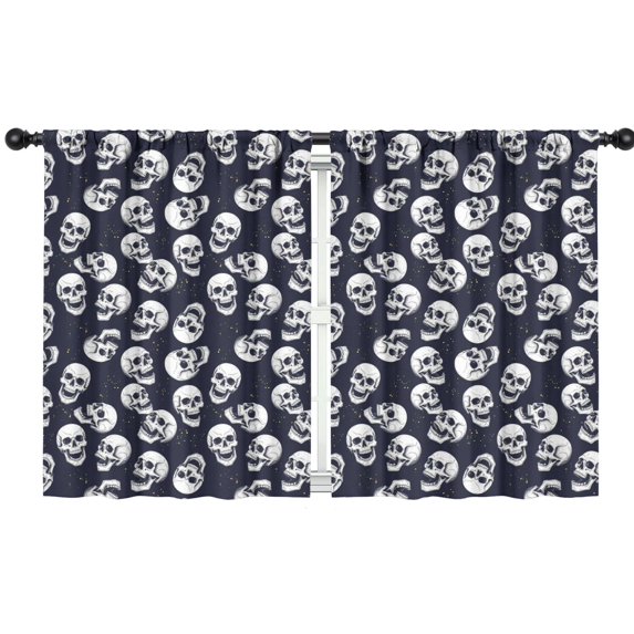 Blackout Kids Curtains,Navy Skull Pattern Childrens Insulated Curtains Set Of 2,Bedroom Essentials,Toddler Room Decor 42x54in(106x137cm)