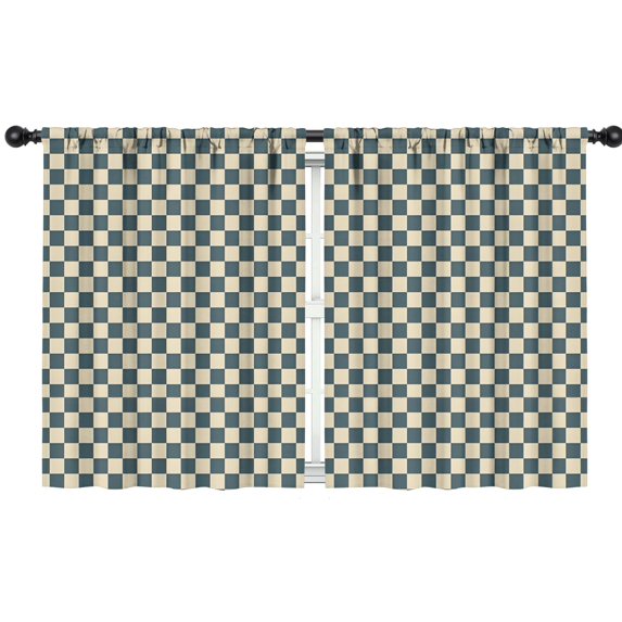 Blackout Kids Curtains,Navy and Beige Checkerboard Pattern Childrens Insulated Curtains Set Of 2,Bedroom Essentials,Toddler Room Decor 42"x54"
