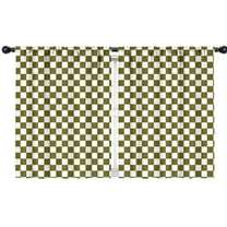Blackout Kids Curtains,Olive Green and White Checkerboard Pattern Childrens Insulated Curtains Set Of 2,Bedroom Essentials,Toddler Room Decor 42"x54"