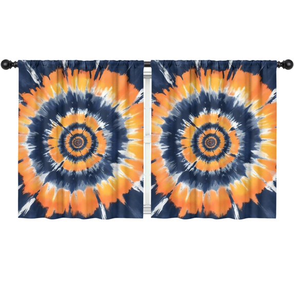 Blackout Kids Curtains,Orange Blue Tie Dye Mandala Pattern Childrens Insulated Curtains Set Of 2,Bedroom Essentials,Toddler Room Decor 52"x63"
