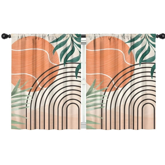 Blackout Kids Curtains,Orange Boho Geometric and Plant Pattern Childrens Insulated Curtains Set Of 2,Bedroom Essentials,Toddler Room Decor 42x54in(106x137cm)