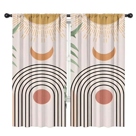 Blackout Kids Curtains,Orange Boho Geometric and Plant Pattern Childrens Insulated Curtains Set Of 2,Bedroom Essentials,Toddler Room Decor 42x84in(106x213cm)
