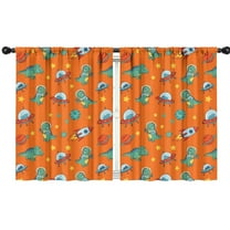 Blackout Kids Curtains,Orange Cartoon Dinosaurs Rockets Planets Pattern Childrens Insulated Curtains Set Of 2,Bedroom Essentials,Toddler Room Decor 42"x54"