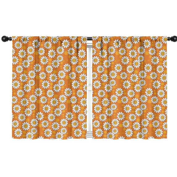 Blackout Kids Curtains,Orange Daisy Flower Smiley Faces Pattern Childrens Insulated Curtains Set Of 2,Bedroom Essentials,Toddler Room Decor 42"x54"
