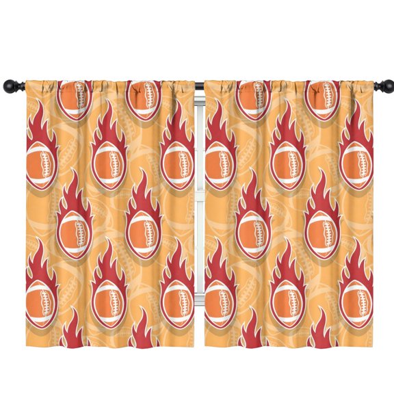 Blackout Kids Curtains,Orange Flaming Footballs Pattern Childrens Insulated Curtains Set Of 2,Bedroom Essentials,Toddler Room Decor 42"x63"