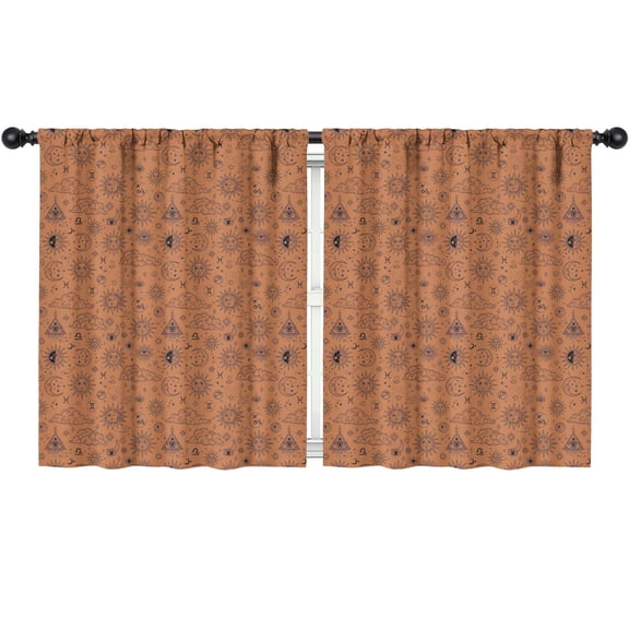 Blackout Kids Curtains,Orange Occult Pattern Childrens Insulated Curtains Set Of 2,Bedroom Essentials,Toddler Room Decor 52"x63"