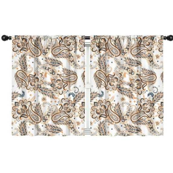 Blackout Kids Curtains,Orange Paisley Pattern Childrens Insulated Curtains Set Of 2,Bedroom Essentials,Toddler Room Decor 42x54in(106x137cm)