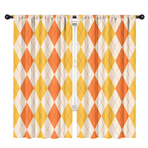 Blackout Kids Curtains,Orange Yellow Checkerboard Checkered Pattern Childrens Insulated Curtains Set Of 2,Bedroom Essentials,Toddler Room Decor 42"x84"