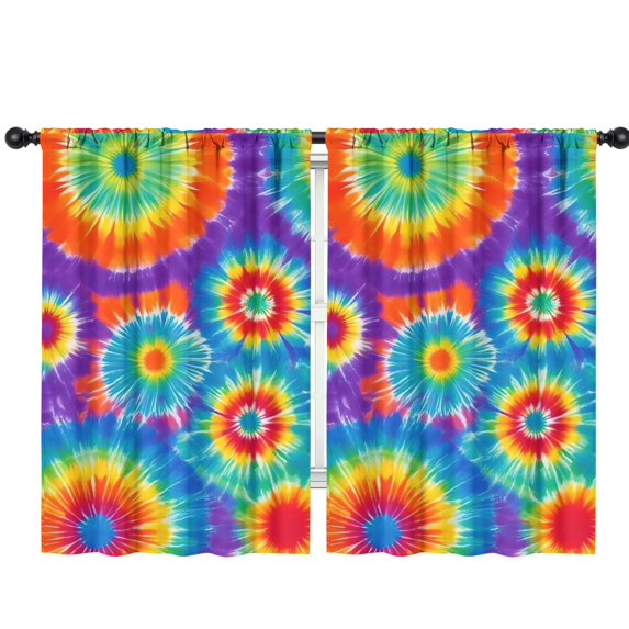 Blackout Kids Curtains,Orange and Purple Tie Dye Pattern Children's Insulated Curtains Set Of 2,Bedroom Essentials,Toddler Room Decor 42"x63"