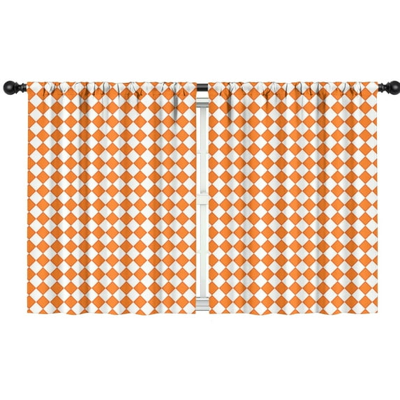 Blackout Kids Curtains,Orange and White Diamond Pattern Childrens Insulated Curtains Set Of 2,Bedroom Essentials,Toddler Room Decor 42"x54"