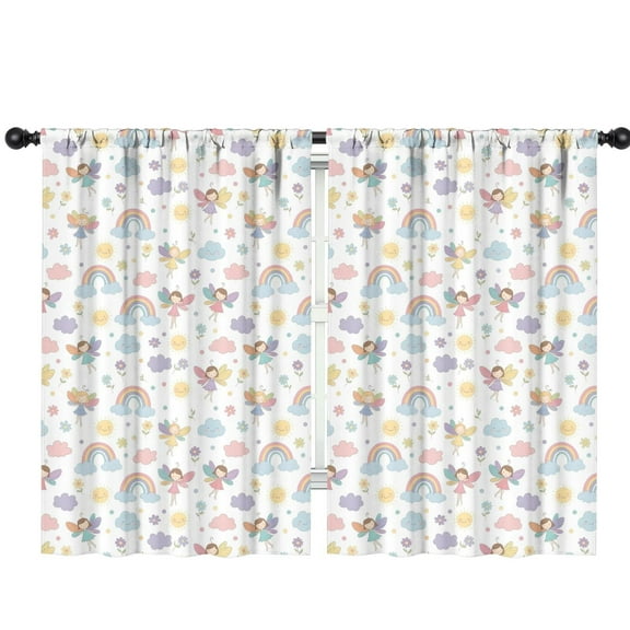 Blackout Kids Curtains,Pastel Fairy Rainbow Pattern Childrens Insulated Curtains Set Of 2,Bedroom Essentials,Toddler Room Decor 42"x63"