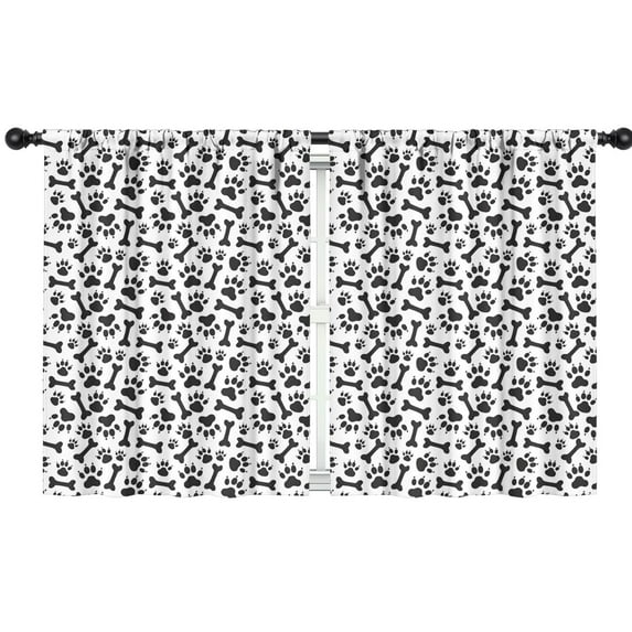 Blackout Kids Curtains,Paw Prints and Bones Childrens Insulated Curtains Set Of 2,Bedroom Essentials,Toddler Room Decor 42x54in(106x137cm)