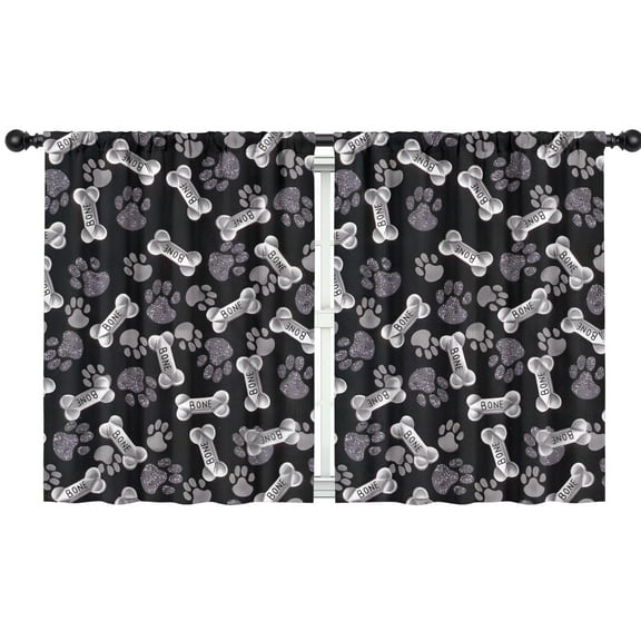 Blackout Kids Curtains,Paw Prints and Bones Childrens Insulated Curtains Set Of 2,Bedroom Essentials,Toddler Room Decor 42x54in(106x137cm)