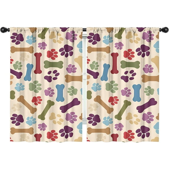 Blackout Kids Curtains,Paw Prints and Bones Childrens Insulated Curtains Set Of 2,Bedroom Essentials,Toddler Room Decor 42x63in(106x160cm)