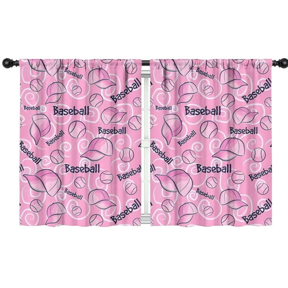 Blackout Kids Curtains,Pink Baseball Caps and Balls Pattern Childrens Insulated Curtains Set Of 2,Bedroom Essentials,Toddler Room Decor 42"x54"