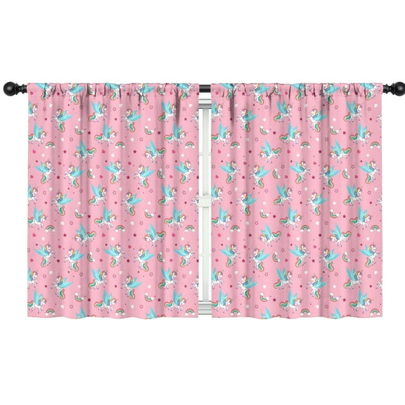 Blackout Kids Curtains,Pink Cartoon Unicorn Pattern Childrens Insulated Curtains Set Of 2,Bedroom Essentials,Toddler Room Decor 42"x54"