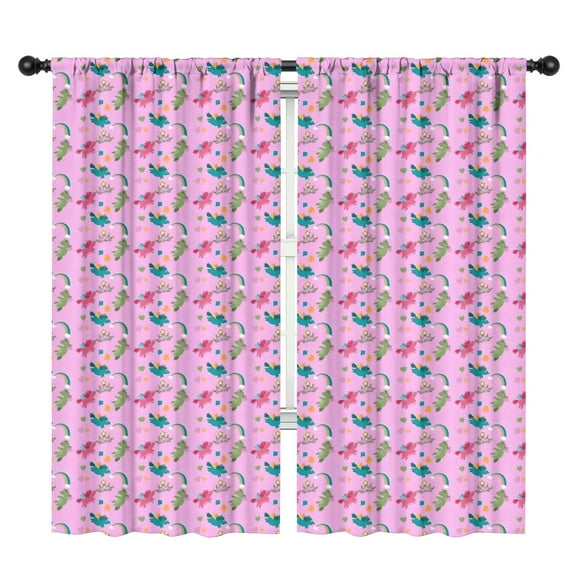 Blackout Kids Curtains,Pink Cartoon Unicorn Rainbow Heart Pattern Childrens Insulated Curtains Set Of 2,Bedroom Essentials,Toddler Room Decor 42"x84"