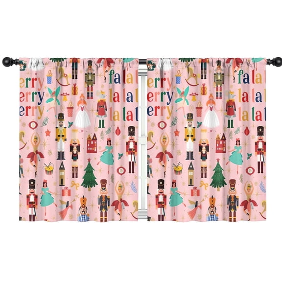 Blackout Kids Curtains,Pink Christmas Nutcracker Pattern Childrens Insulated Curtains Set Of 2,Bedroom Essentials,Toddler Room Decor 42"x54"