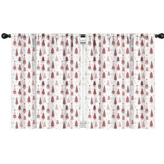 Blackout Kids Curtains,Pink Christmas Tree Pattern Childrens Insulated Curtains Set Of 2,Bedroom Essentials,Toddler Room Decor 42"x54"